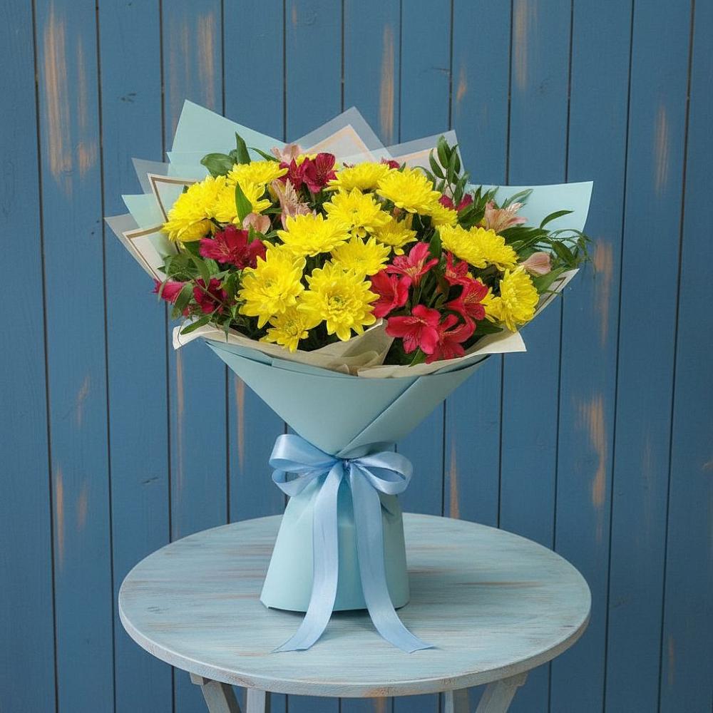 Букет цветов из: Альстромерии и Хризантемы в Тухчаре