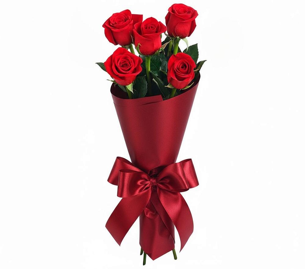 Букет 5 Красных роз Эдлесс Лав в Тухчаре