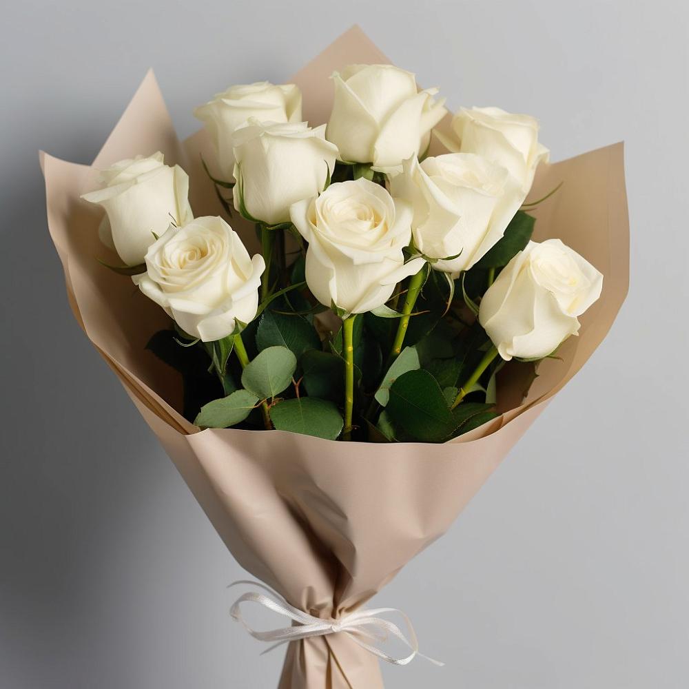 Букет 9 Белых роз Эдлесс Лав в Тухчаре