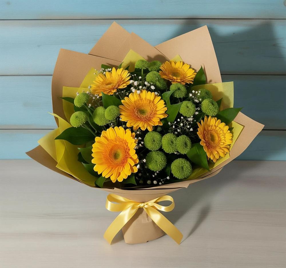 Букет цветов из: Герберы и Хризантемы в Тухчаре