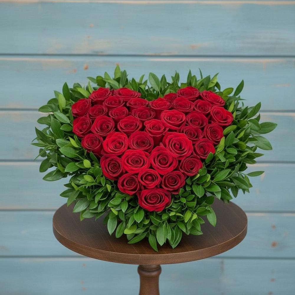 Цветочная композиция из Розы в виде сердца в Тухчаре