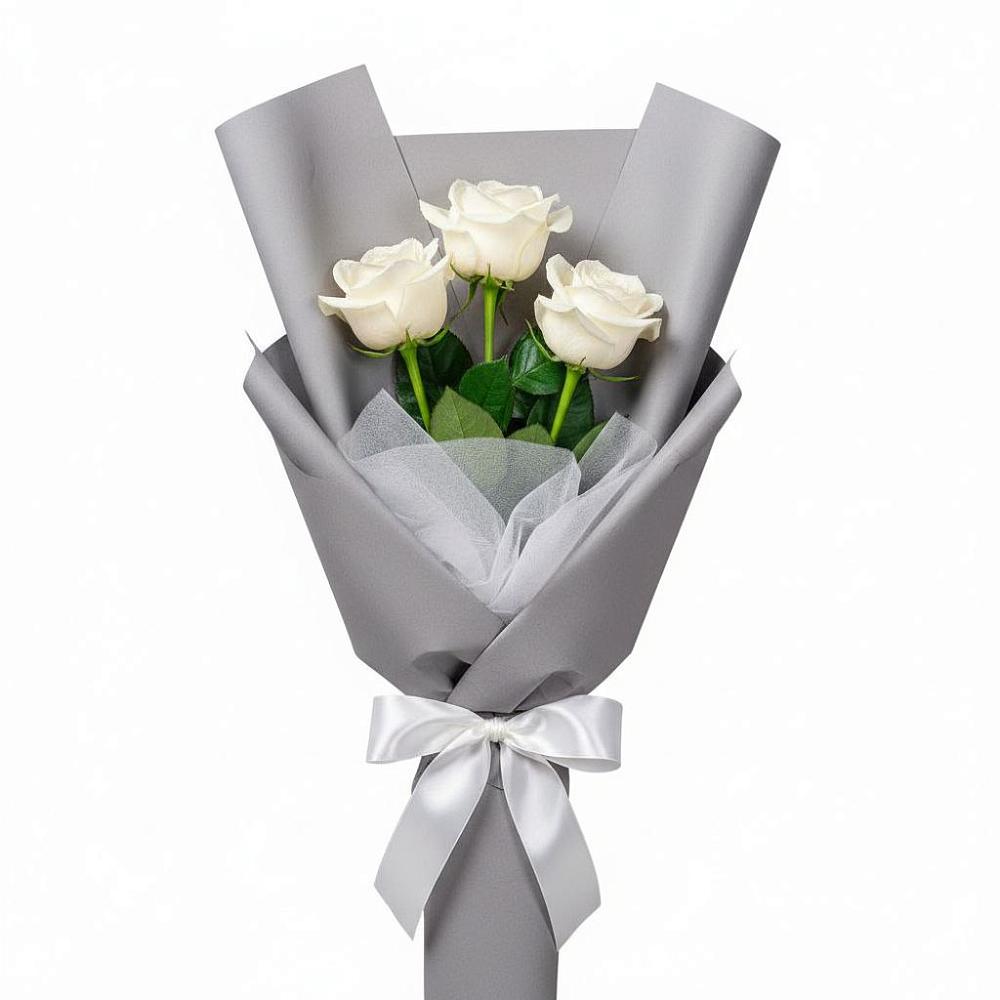 Букет 3 белые розы в Тухчаре