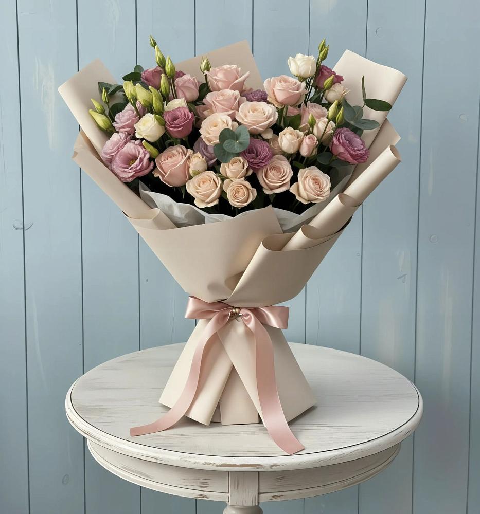 Букет цветов из: Розы и Лизиантусы в Тухчаре