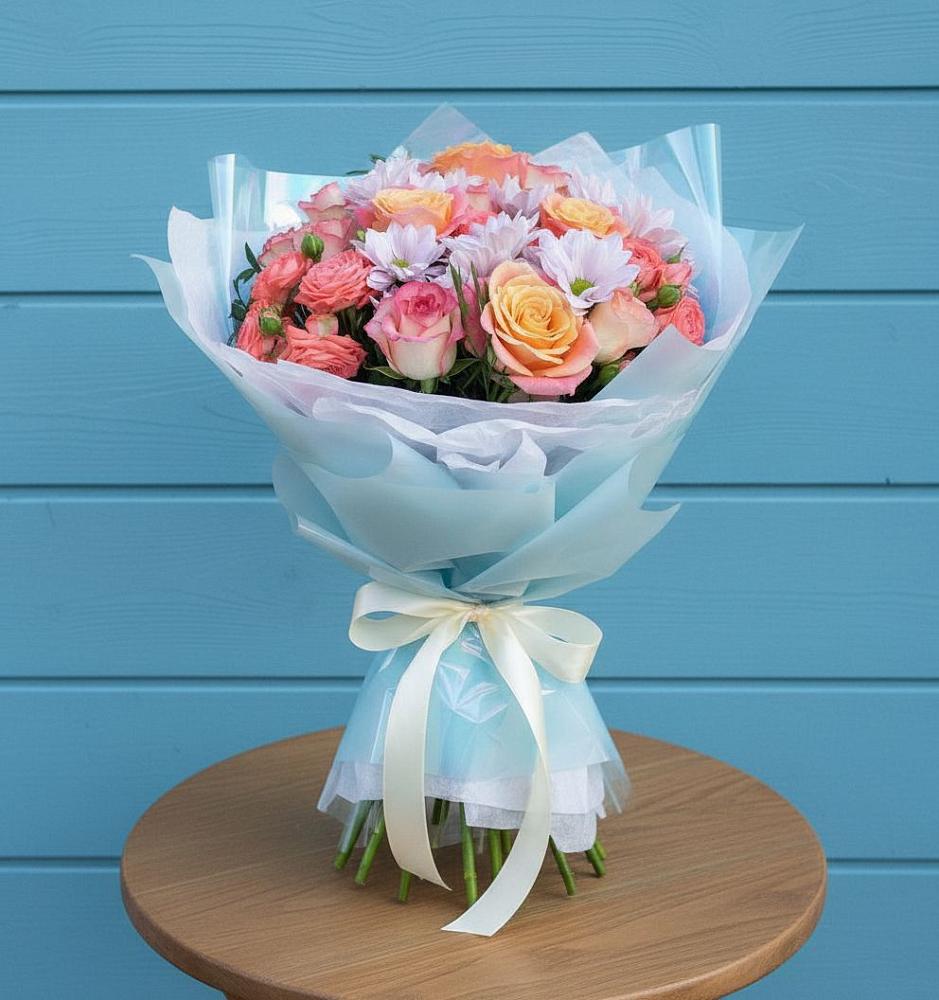 Букет цветов из: Хризантемы и Розы в Тухчаре