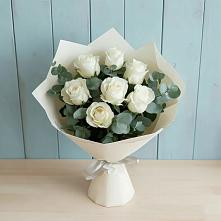 Букет Белые розы в Эвкалипте в Тухчаре
