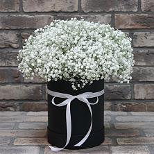 Цветочная композиция из Гипсофила в шляпной коробке в Тухчаре